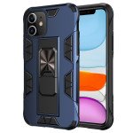 Wholesale iPhone 11 6.1 Military Grade Armor Protection Stand Magnetic Feature Case (Navy Blue)